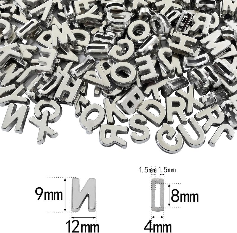 Looconi 300pcs Silver Letter Beads Pendant,A-Z,3D Loose Beads,Plastic Initial Charms for Jewelry Making,Key Chains,Crafts - Image 2